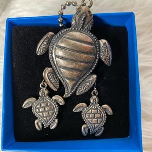 Sea turtle necklace and earrings